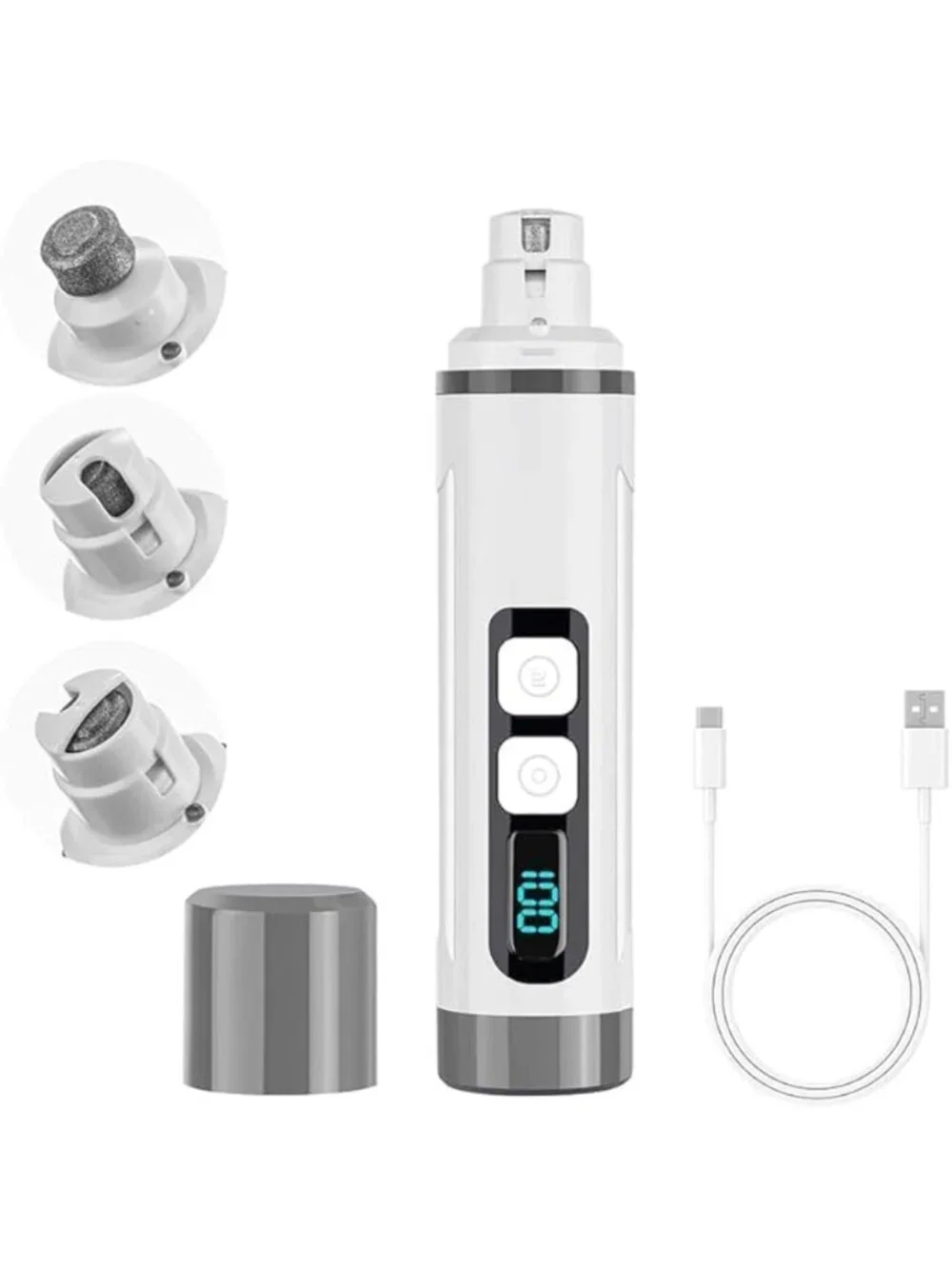 Ultra-Quiet Dog & Cat Nail Grinder with LED Light - Painless Pet Nail Trimmer